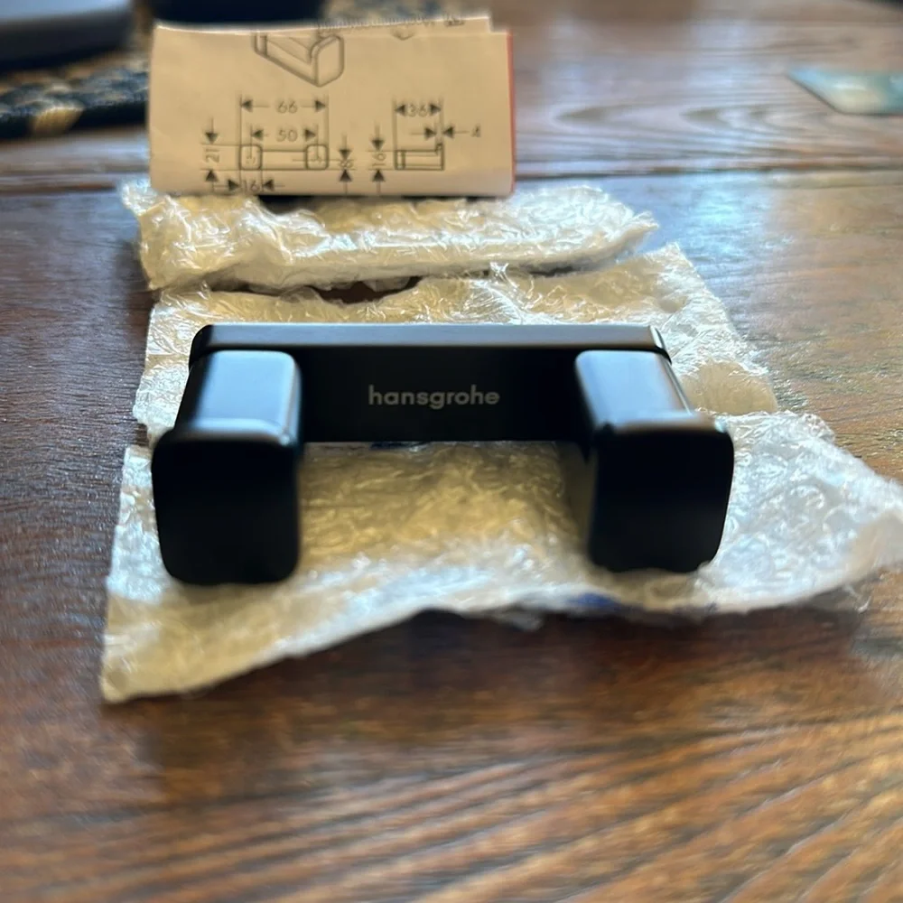NWOT Matte Black Hansgrohe AddStoris Double Robe Hook